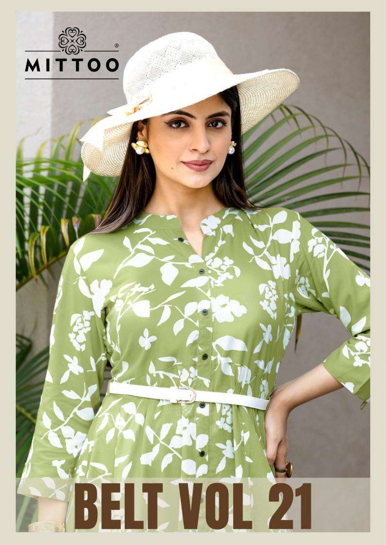 Mittoo Presents Belt Vol-21 Aesthetic Full Stitch Kurtis Catalog Wholesaler And Exporter 