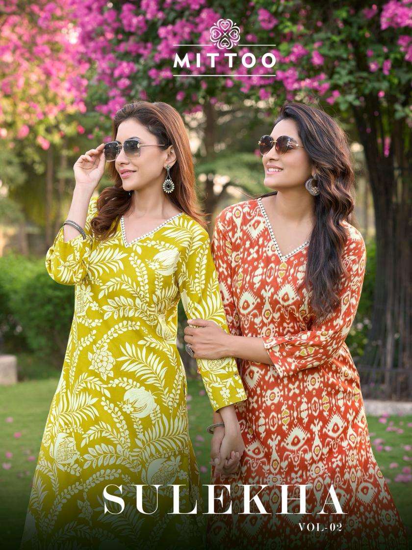 Mittoo Presents Sulekha Vol-2 Readymade Classic Rayon Kurti With Pant For Womens Catalog Wholesaler 