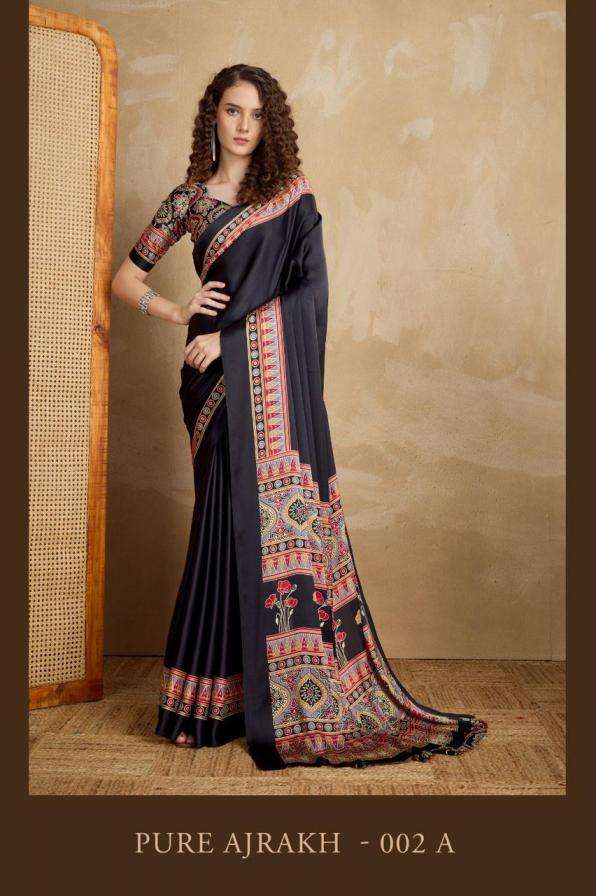 Rajtex Presents Pure Ajrakh Vol-2 Satin Crepe Fashionable Saree Wholesaler And Exporter 