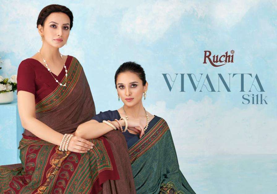 Ruchi Presents Vivanta Silk Vol-46 Hit Design Silk Crepe Saree Catalog Wholesaler And Exporter 