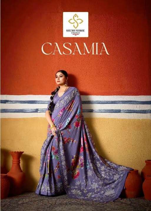 SHUBH SHREE PRESENTS CASAMIA WHOLESALE TUSSER SILK WITH DIGITAL AND WAX PRINT ATTRACTIVE LOOK SAREES CATALOG WHOLESALER AND EXPORTER 
