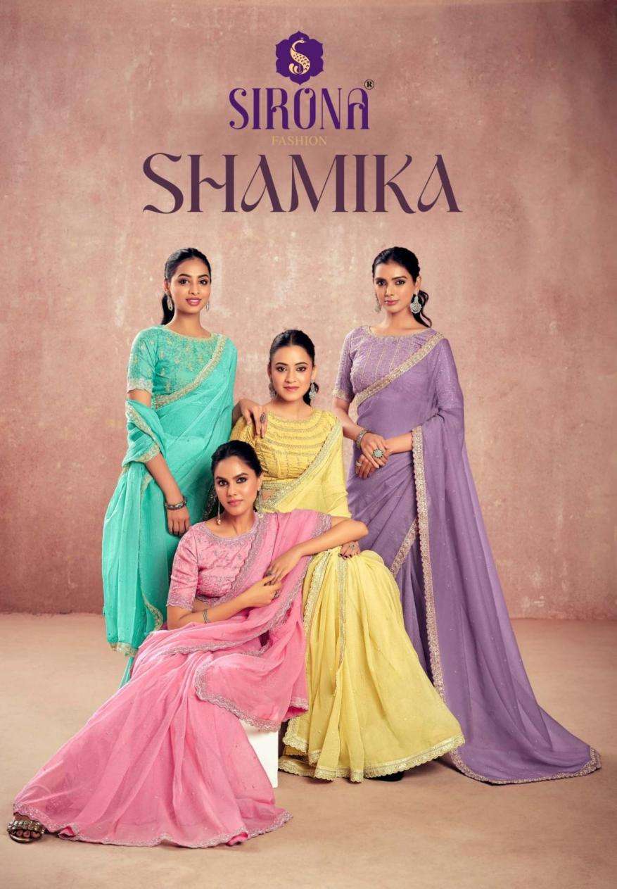 Sirona Fashion Presents Shamika Kivi Crunchy Chiffon Classic Look Saree Catalog Wholesaler And Exporter 