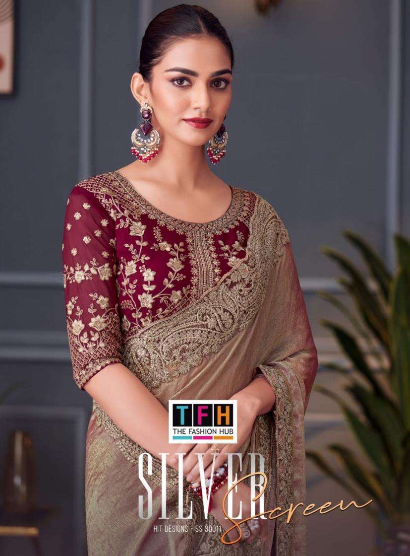 TFH Presents Silver Screen Vol-20 33011 Series Tone Silk Wedding Special Sarees For Womens Catalog Wholesaler And Exporter 