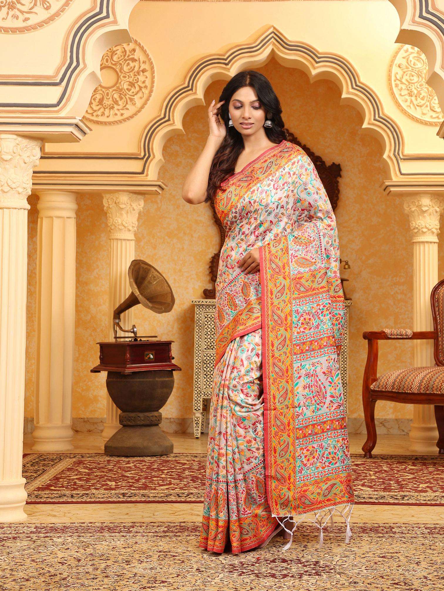 Astita presents ayurvastra fancy designer linen Cotton saree with fancy work wholesale sarees