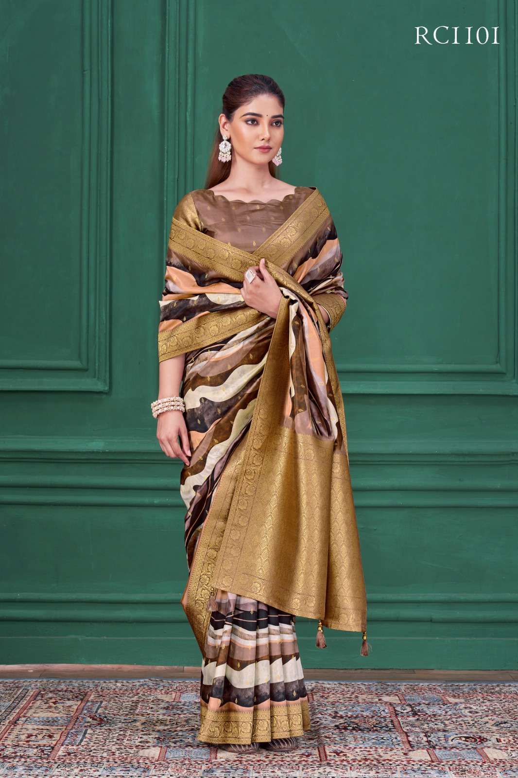 MAHOTSAV PRESENTS RANG CHATKILA RC1100 MOHIRA FANCY TUSSER SILK PRINTED SAREE CATALOG WHOLESALER 