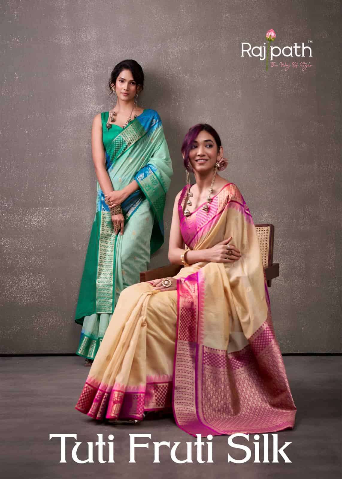 Rajpath presents Tuti Fruti Silk 516 To 521 Cotton Sarees Catalog wholesaler