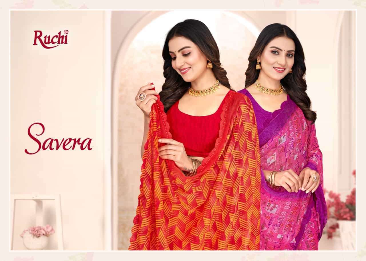 Ruchi Sarees presents Savera Vol-12 Chiffon Saree Collection At Wholesale Price Surat