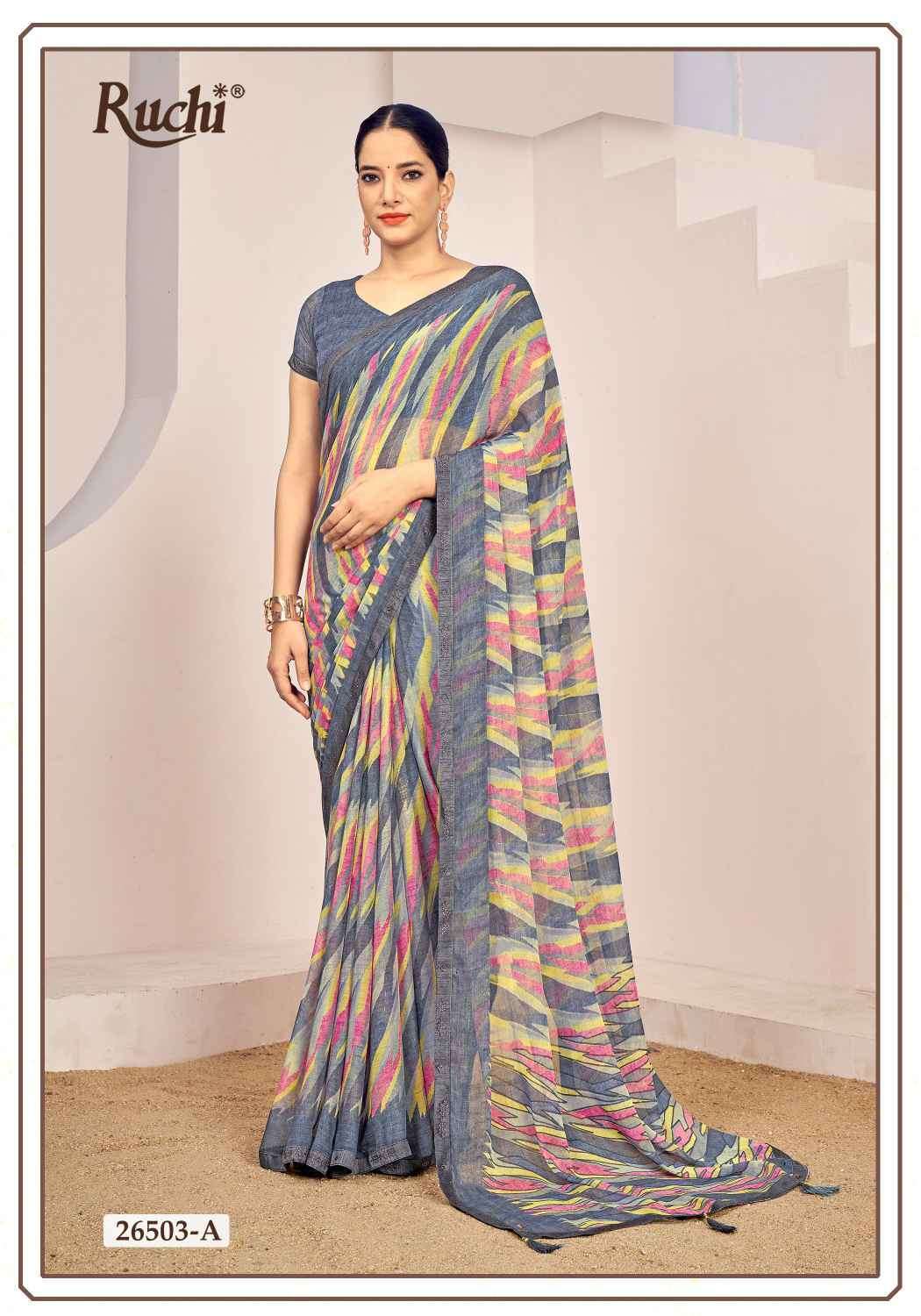 Ruchi Sarees presents Vanilla Vol-12 Fancy Chiffon Saree Catalog Wholesaler