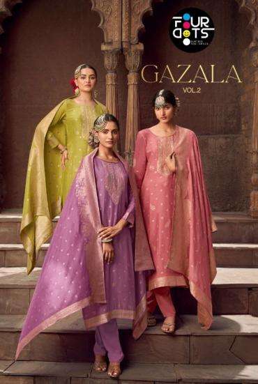 fourdots presents gazala vol 2 hit design viscose muslin jacquard 3pcs dress