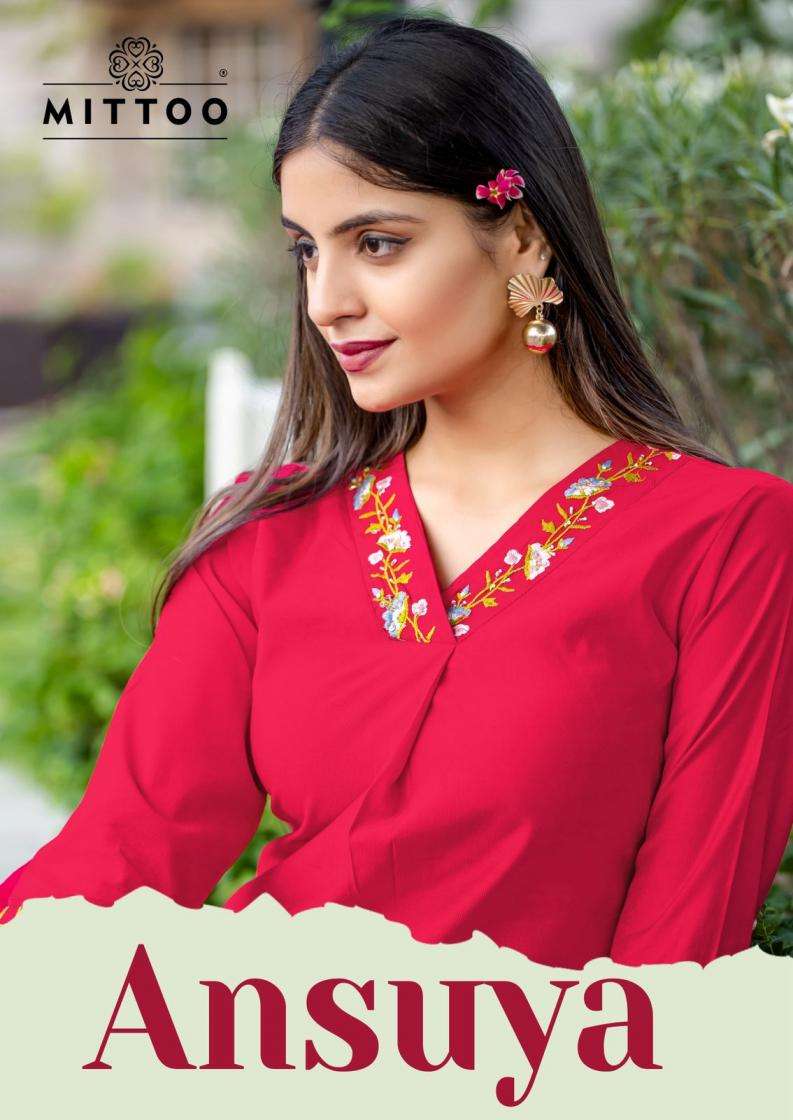 Mittoo Presents Ansuya Gadhawal Fab Thread Work Fully Stitch Kurti With Bottom Catalog Wholesaler And Exporter 