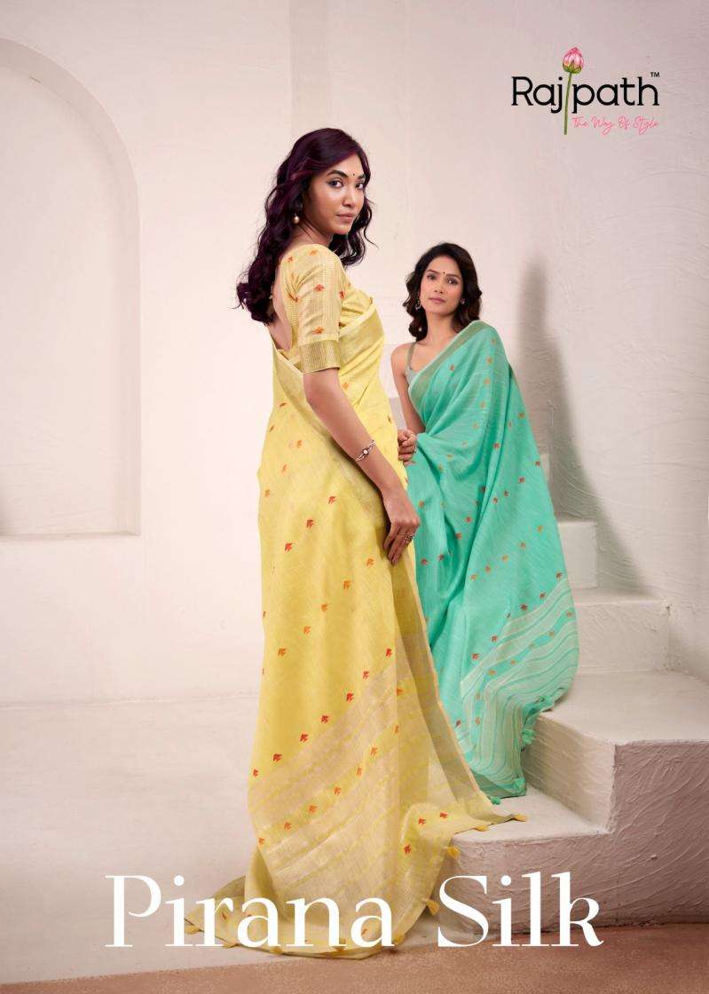 Rajpath Presents Pirana Silk Linen Silk Shop Trendy Sarees Online at Affordable Prices Catalog Wholesaler And Exporter 