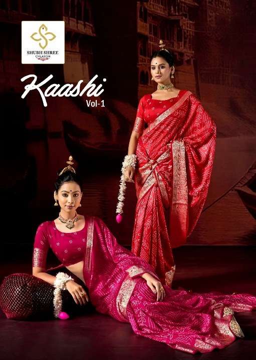 SHUBH SHREE CREATION PRESENTS KAASHI VOL-1 WHOLESALE FUNCTION WEAR BANDHEJ INDIAN SAREES FOR EXPORT