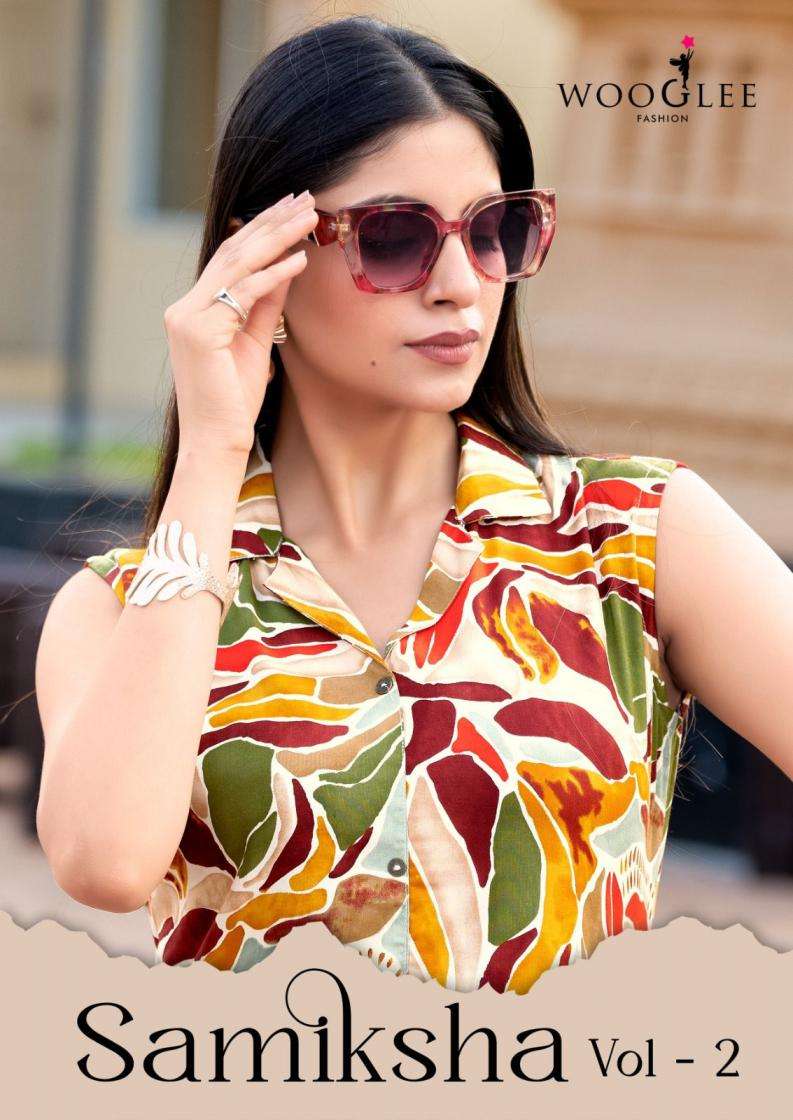 wooglee presents samiksha vol-2 rayon stylish readymade kurti with pant catalog
