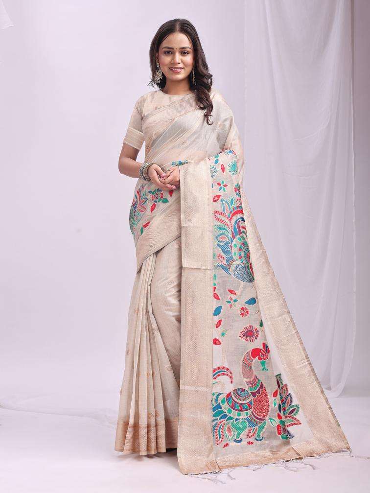 Astita presents MORNI fancy designer linen Cotton fabric saree wholesale