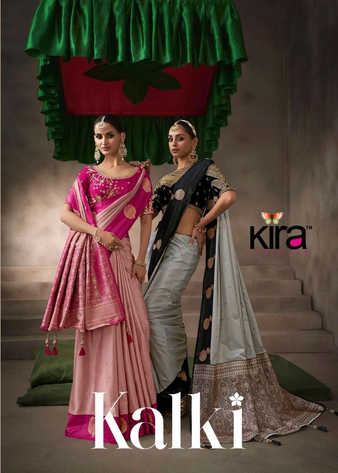 KIRA PRESENTS KALKI WHOLESALE SATIN SILK STUNNING LOOK SAREES FOR WOMEN CATALOG WHOLESALER AND EXPORTER 