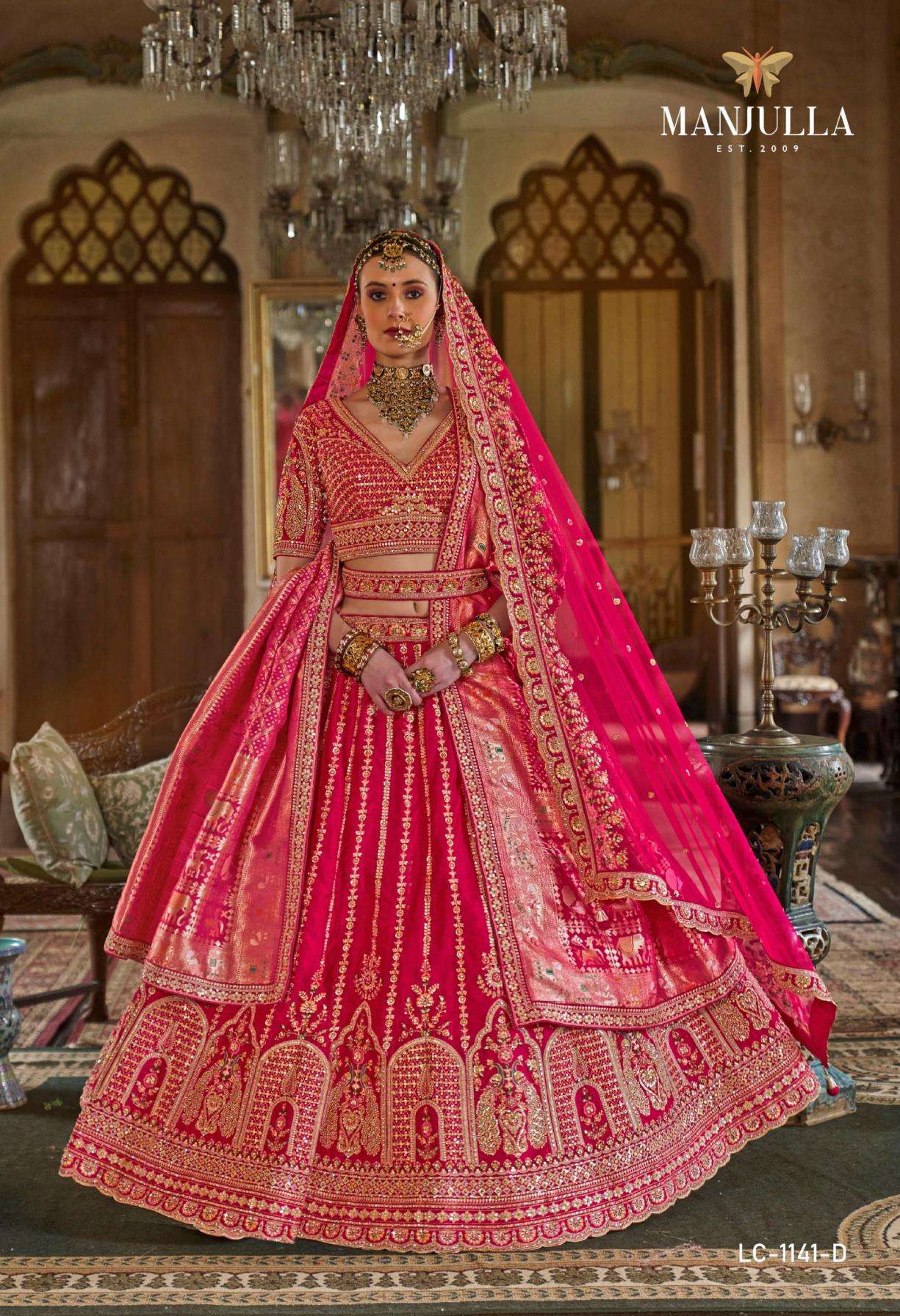 MANJULLA FASHION PRESENTS DULHAN VOL-1 WHOLESALE SABYASACHI STYLE DESIGNER LEHENGAS FOR BRIDES CATALOG WHOLESALER AND EXPORTER 