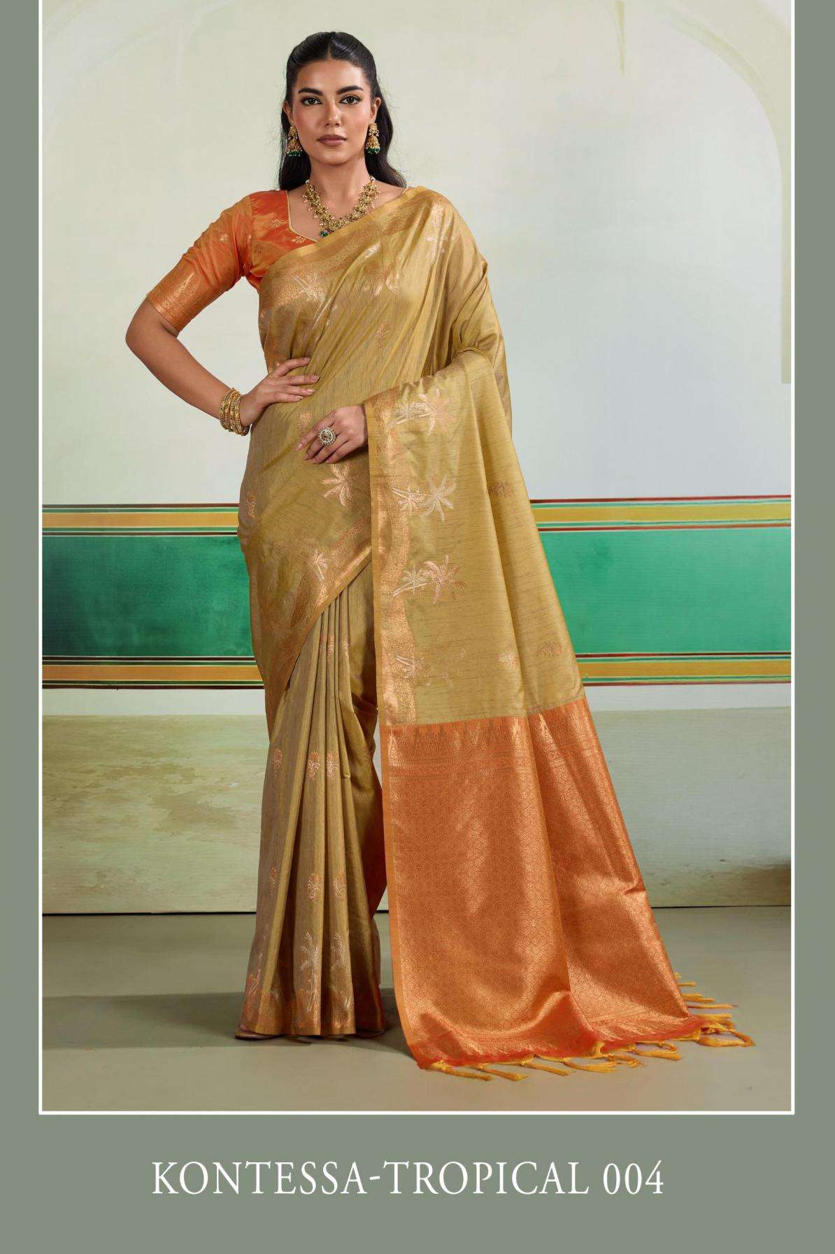 rajtex presents kontessa tropical tussar silk handloom exclusive designer sarees