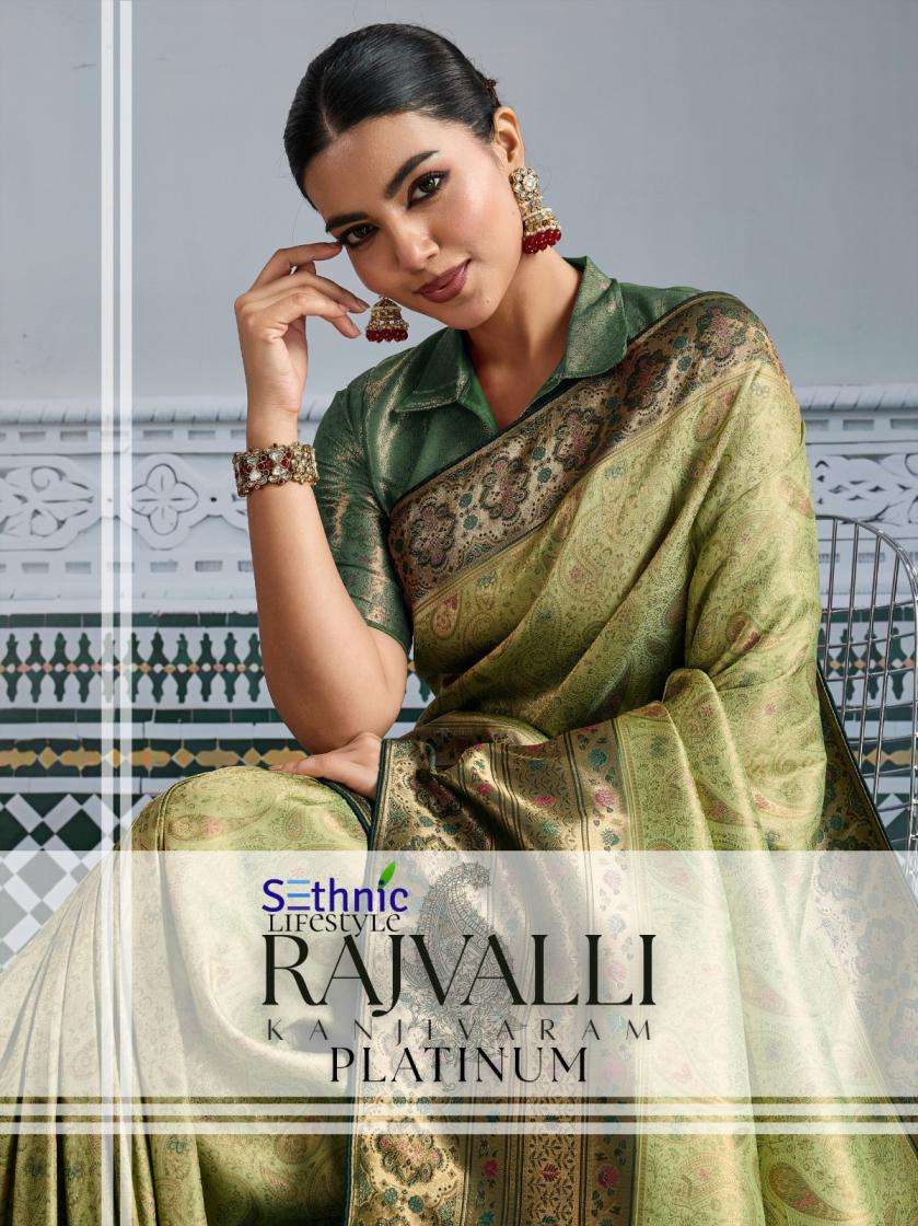 Sethnic Lifestyle Presents Rajvalli Platinum Kanjivaram Silk Gorgeous Look Sarees Catalog Wholesaler And Exporter In Surat