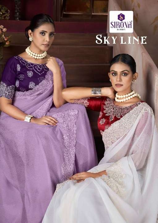Sirona Fashion Presents Skyline Luxurious Cristal Chiffon Sarees For Women Wholesaler And Exporter In Surat