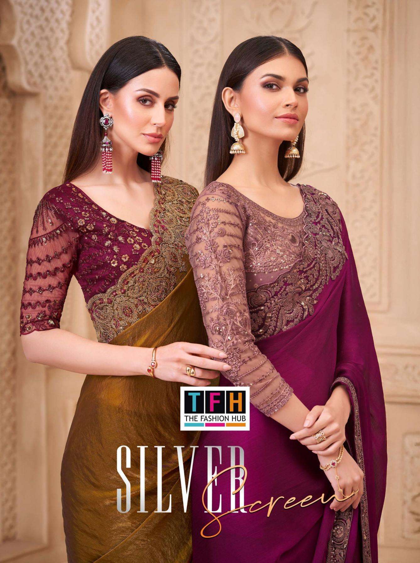 tfh presents silver screen vol-22 sartin georgette traditional sarees catalog collection