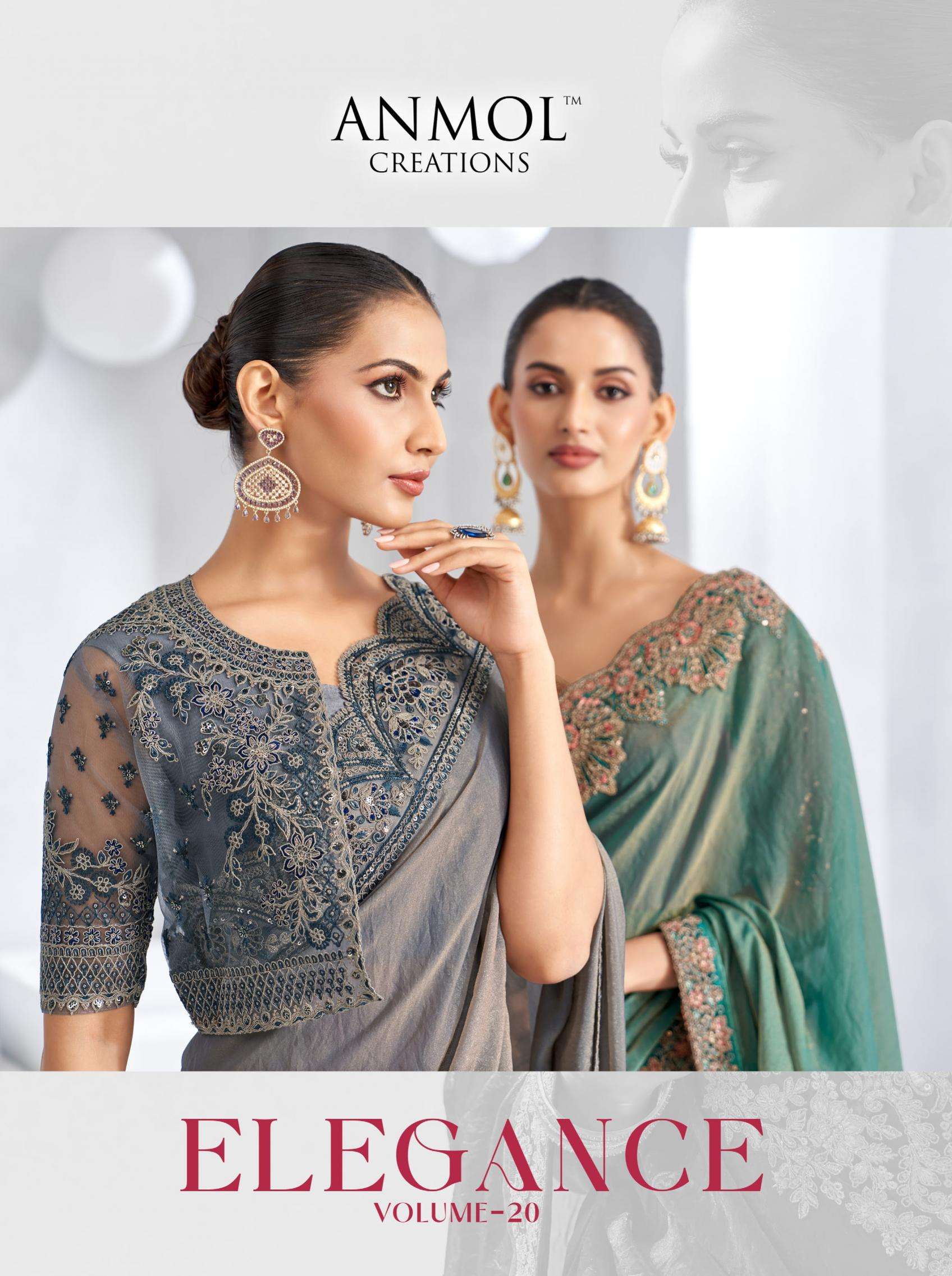 anmol creation presents elegance vol 20 fancy party wear sarees catalog collection