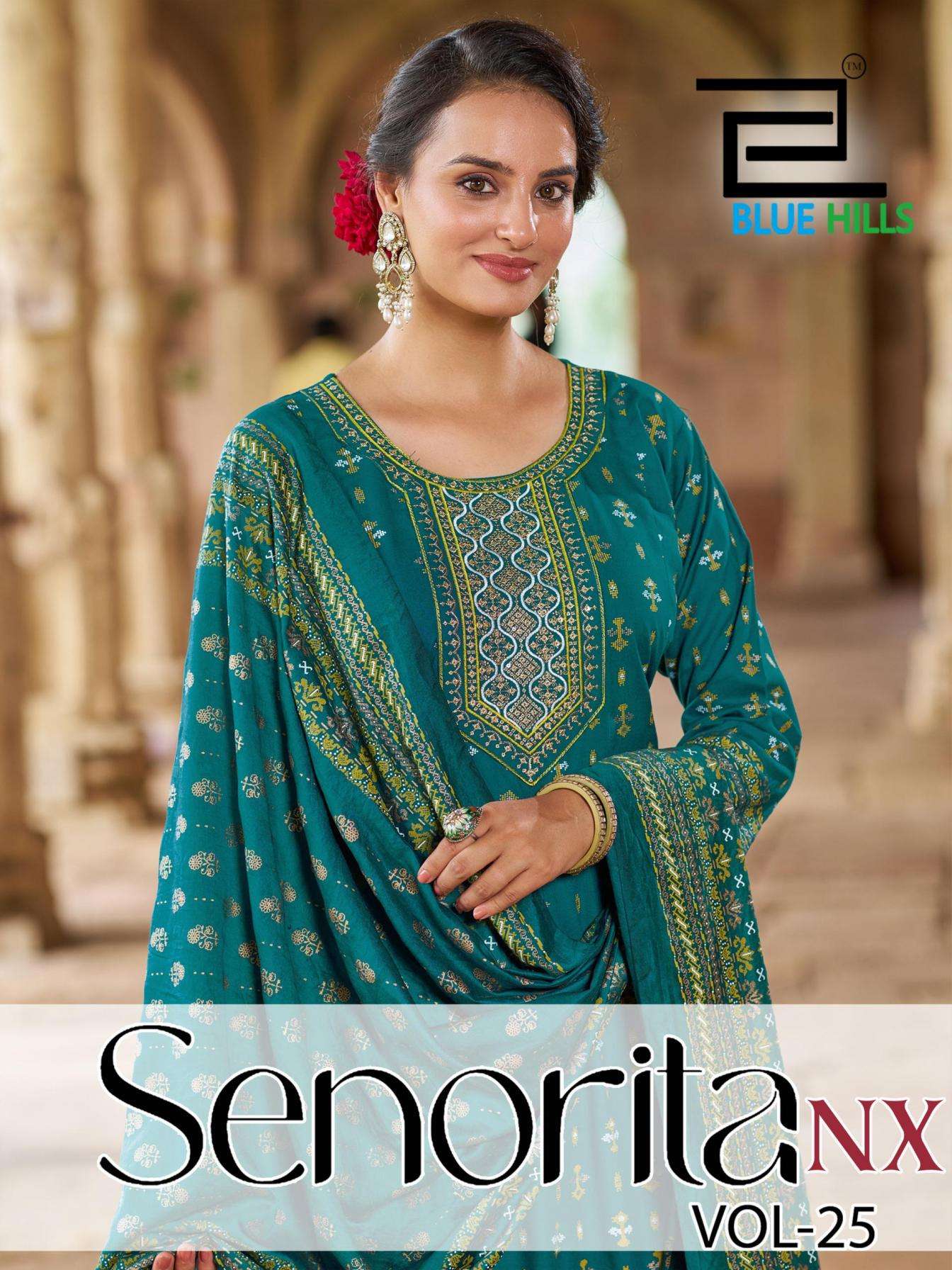 Blue Hills Presents Senorita Nx 25 Rayon Readymade Stylish Big Size Anarkali Combo Gown With Dupatta Catalog Wholesaler And Exporter 