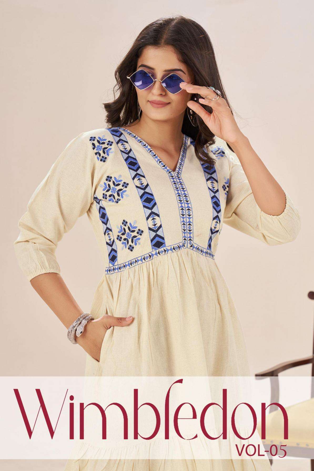 blue hills presents wimbledon vol 5 cotton flex full stitch short kurti 