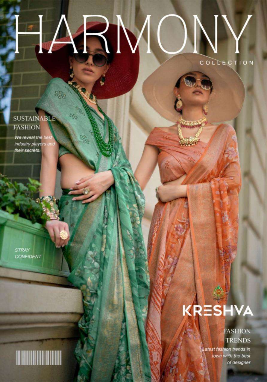 kreshva presents harmony georgette pretty look sarees catalog
