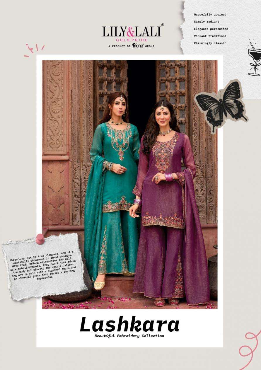 lily & lali presents lashkara silk fully stitch exclusive plazzo style kurtis catalog