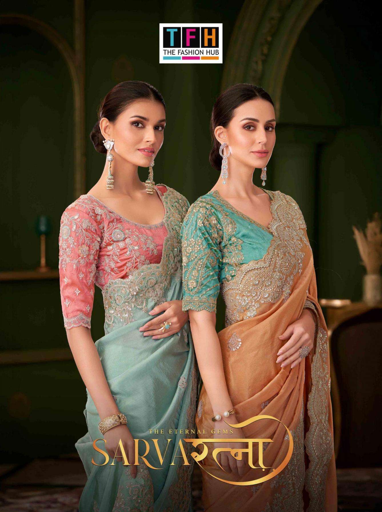 tfh presents sarvaratna vol 2 occasion wear 201-212 georgette silk sarees catalog collection