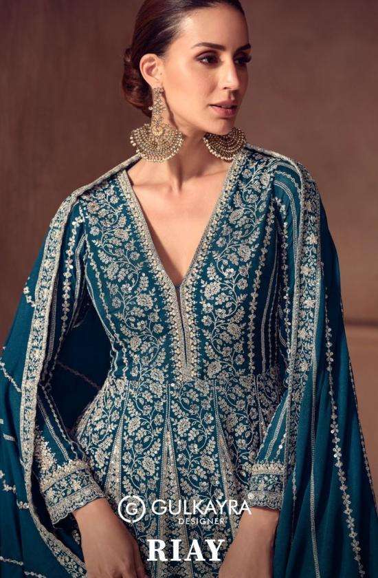 Gulkayra Designer Riay Chinon Readymade Classic Anarkali Gown With Dupatta Catalog Wholesaler And Exporter In Surat 