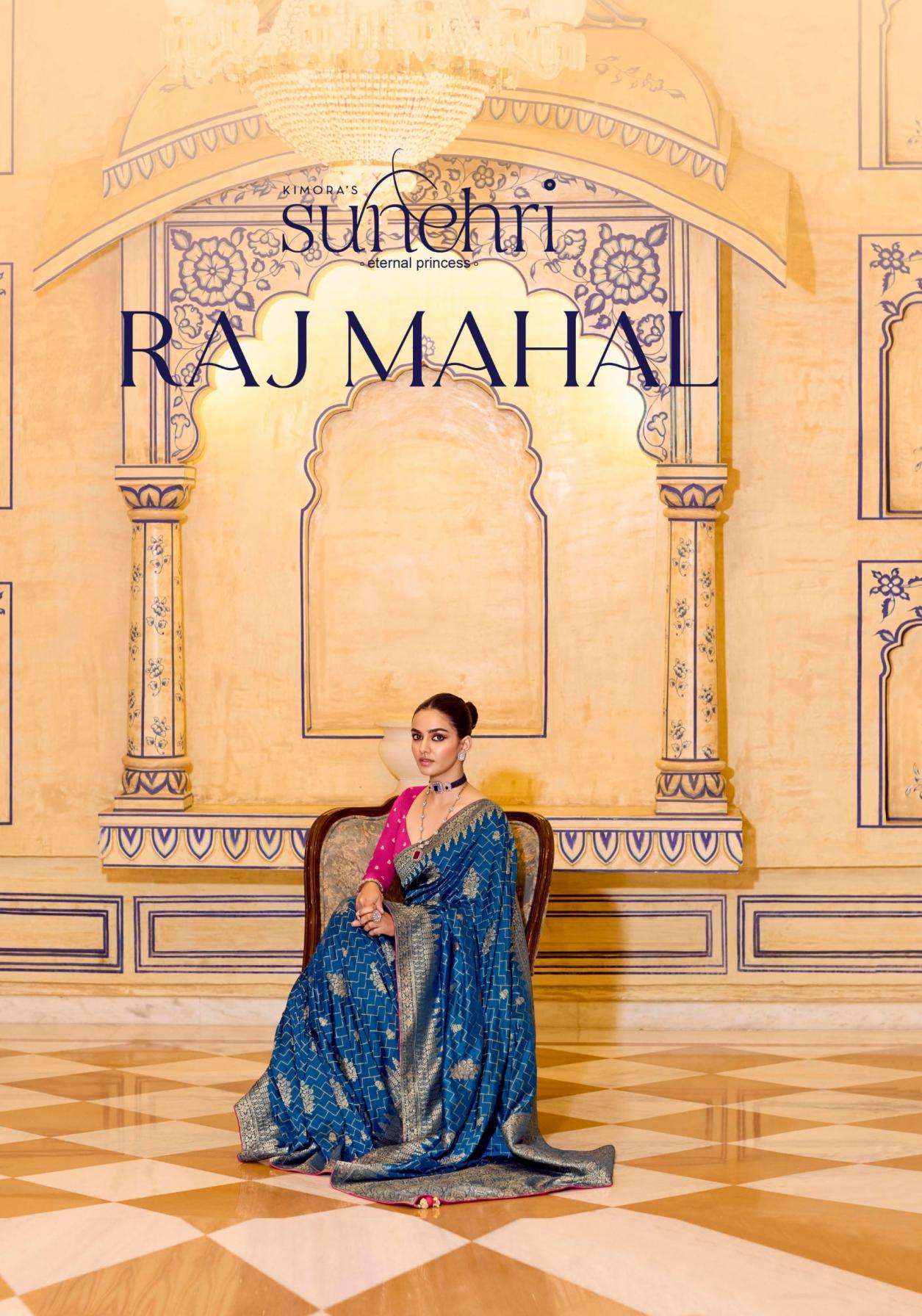kimora presents raj mahal crape silk party sarees catalog collection