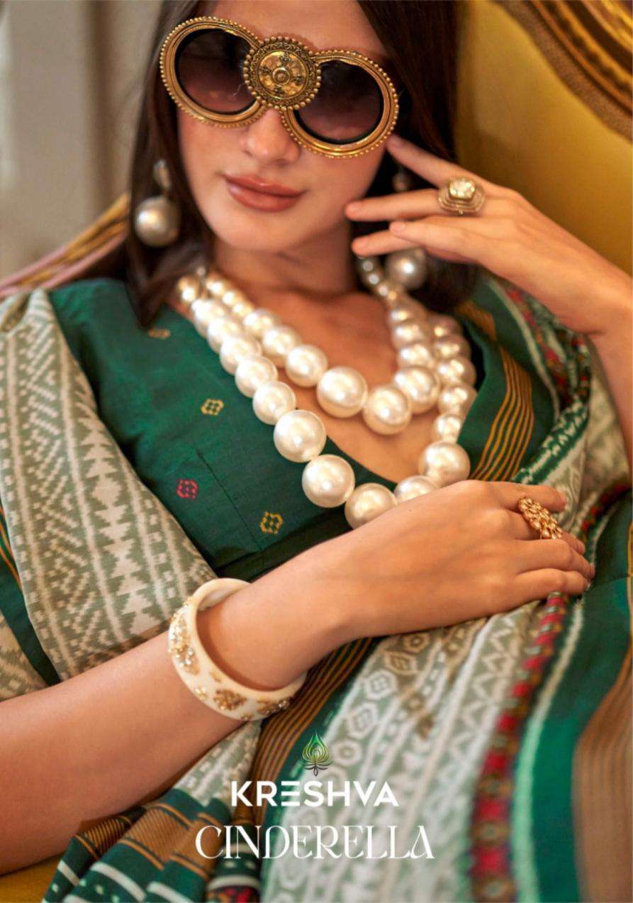 kreshva presents cinderella 4164-4169 fashionable double ikkat sarees