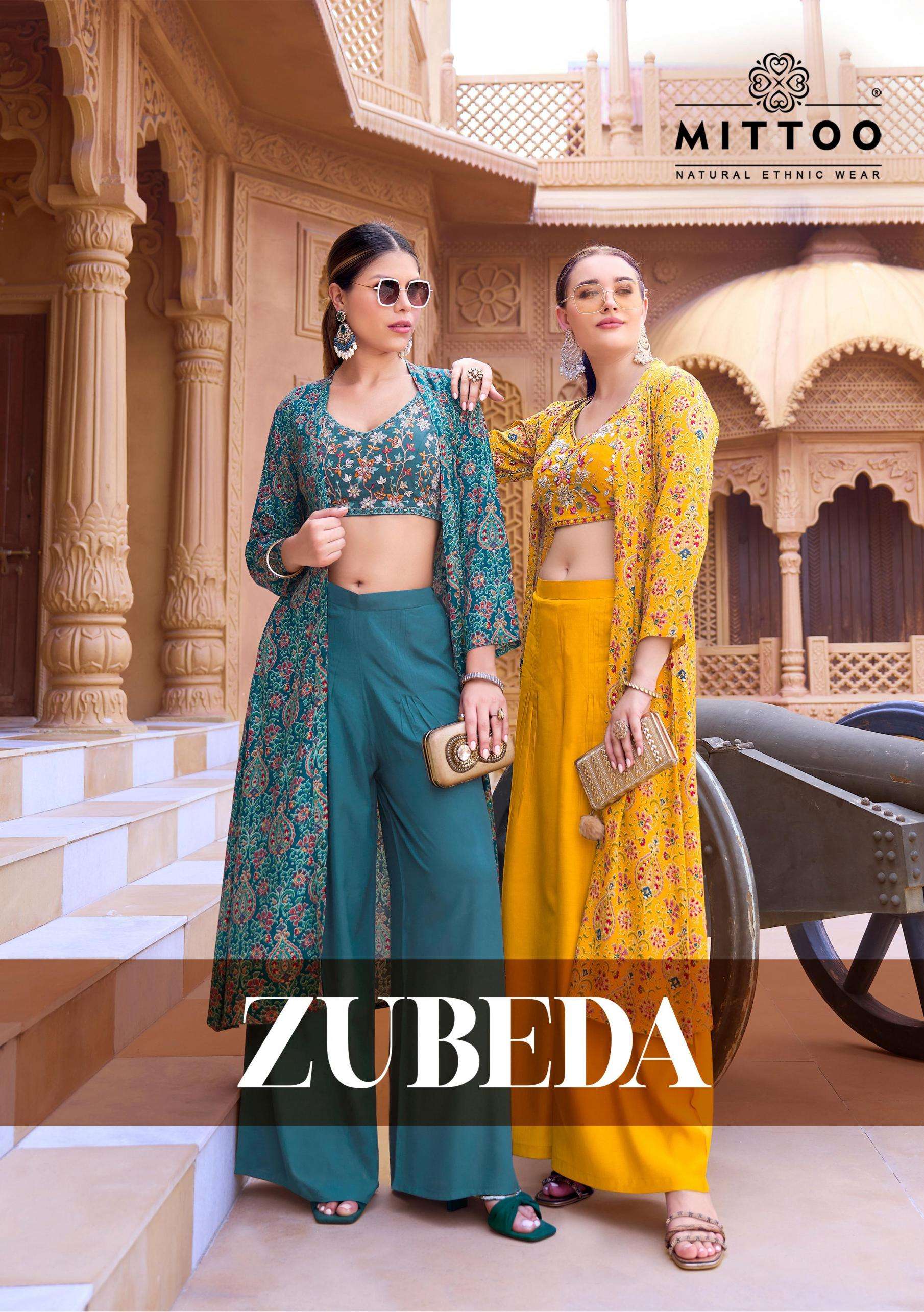 Mittoo Presents Zubeda Roman Silk Attractive Look Readymade Shrug Blouse With Plazzo Catalog Wholesaler And Exporter In Surat