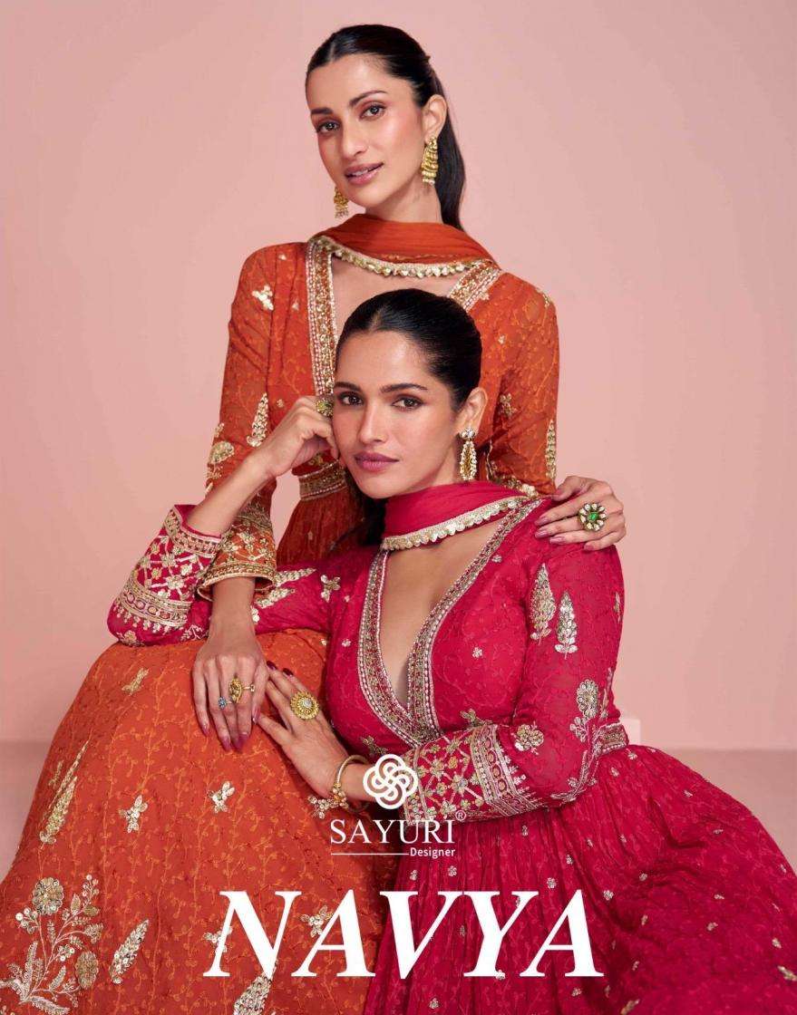 Sayuri Designer Presents Navya Traditional Georgette Gown With Dupatta Catalog Wholesaler And Exporter 