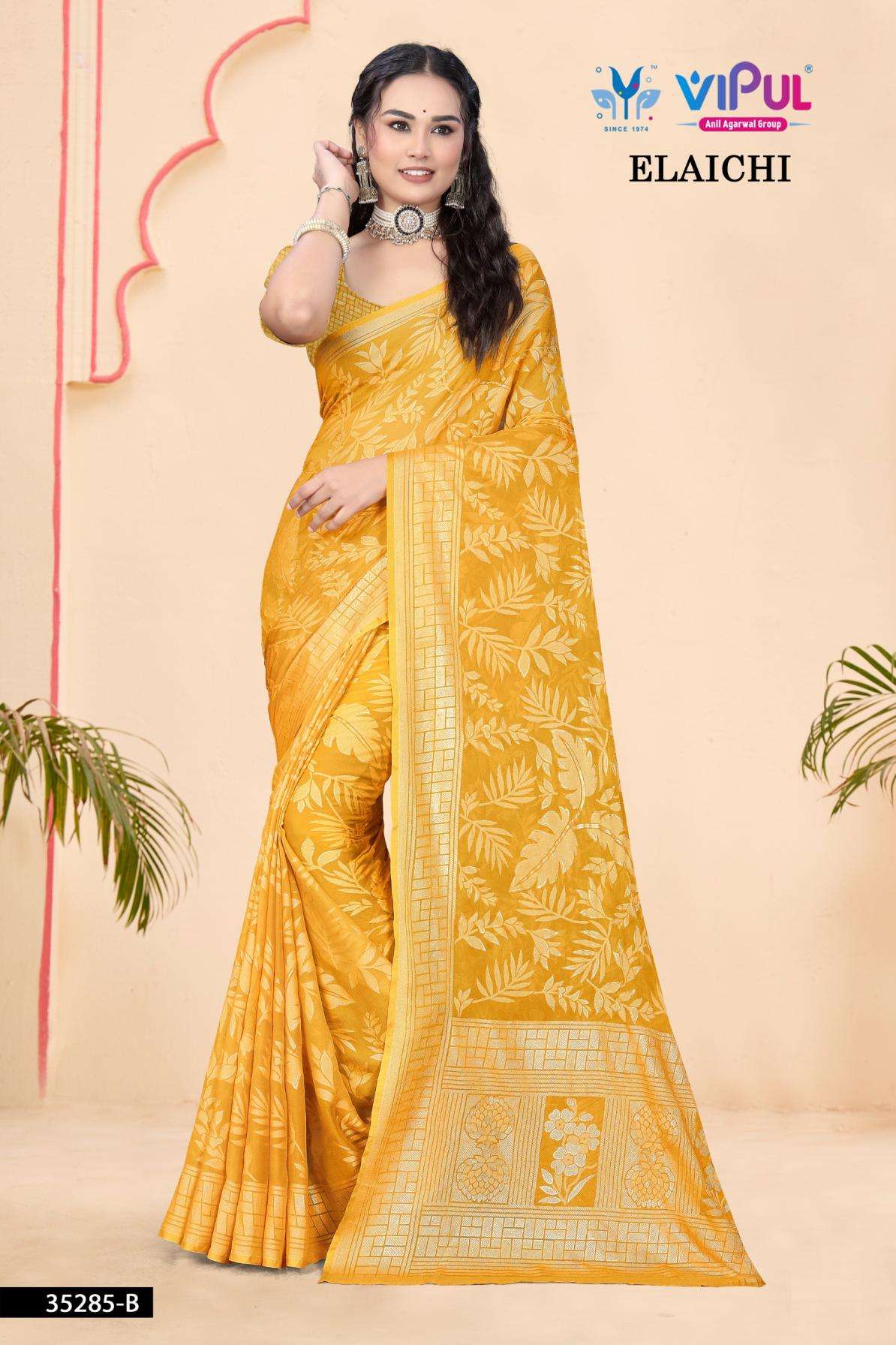 vipul presents elaichi 35285 hit design silk brasso saree for womens