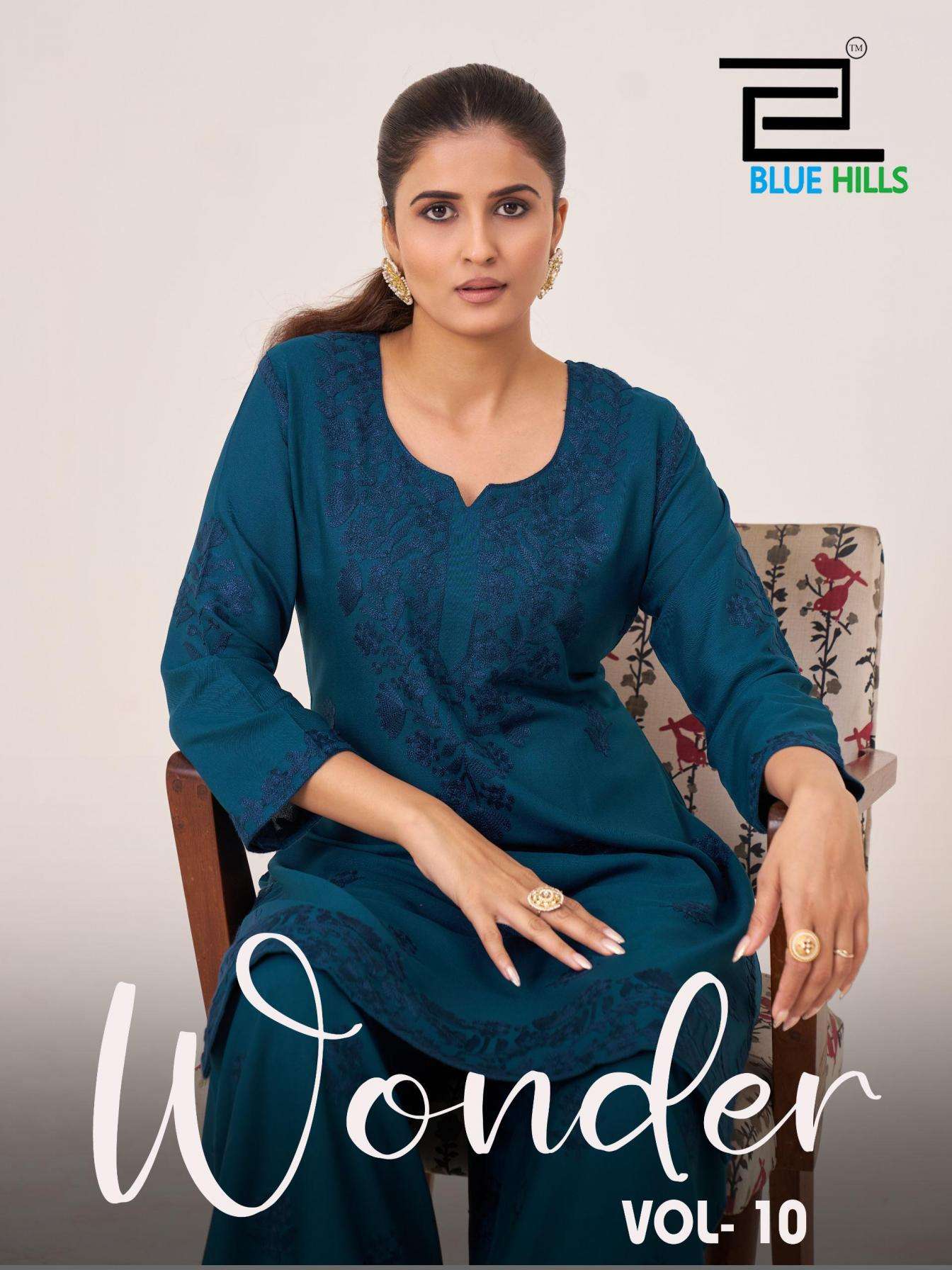 Blue Hills Presents Wonder Vol-10 Rayon Readymade Classic Big Size Kurti With Plazzo Catalog Wholesaler And Exporter 