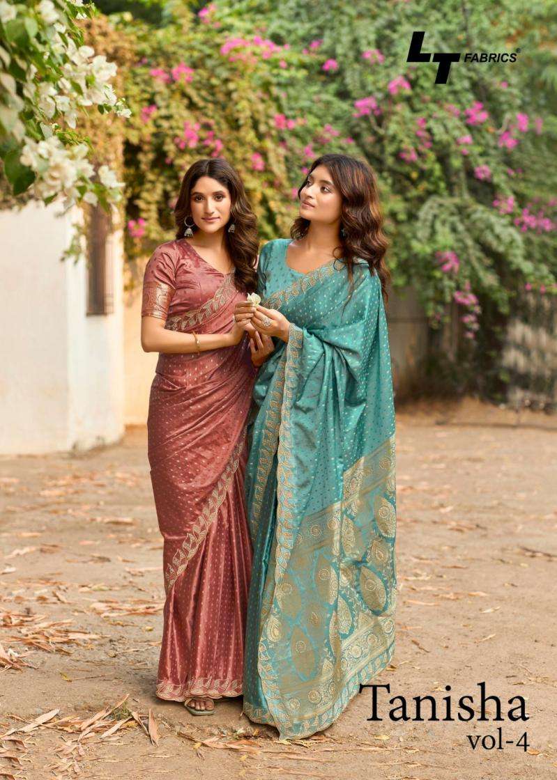 lt fashion presents tanisha vol 4 party wear weaving satin sarees