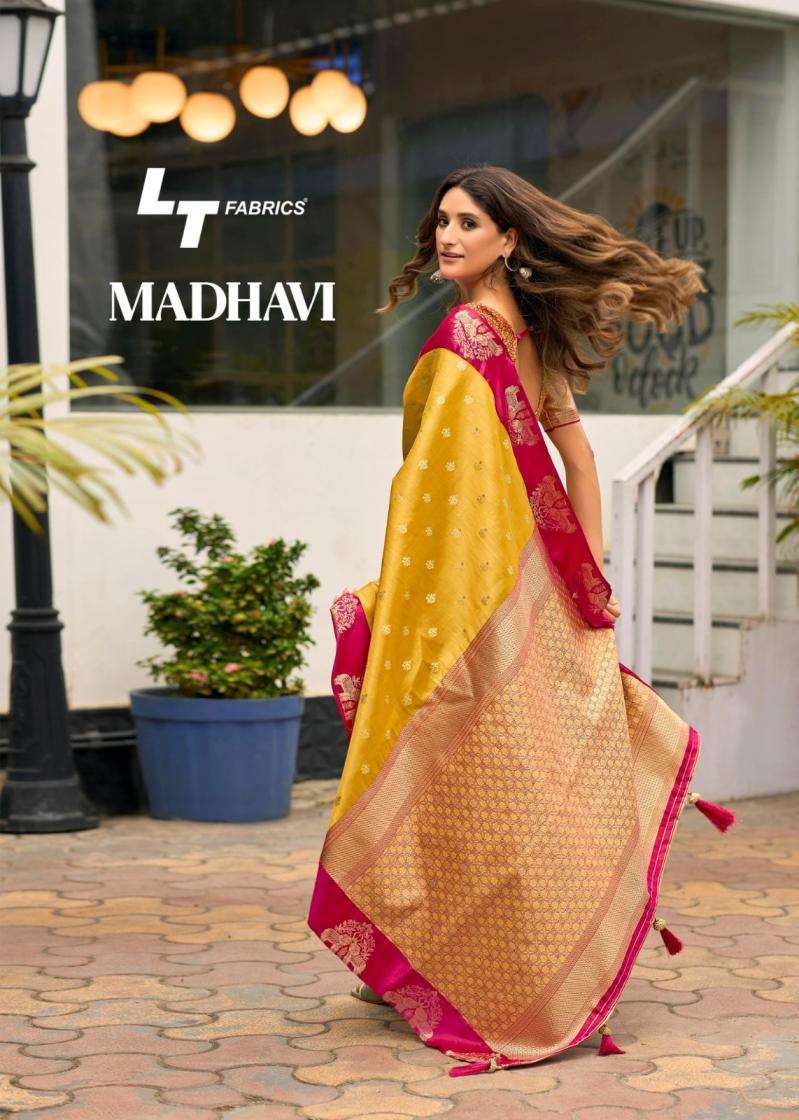 lt sarees presents madhavi weaving satin luxurious sarees catalog wholesaler