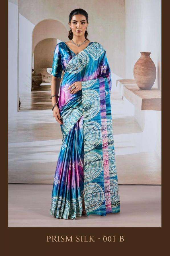 rajtex presents prism silk 001a-001f modal satin ajrakh printed sarees catalog