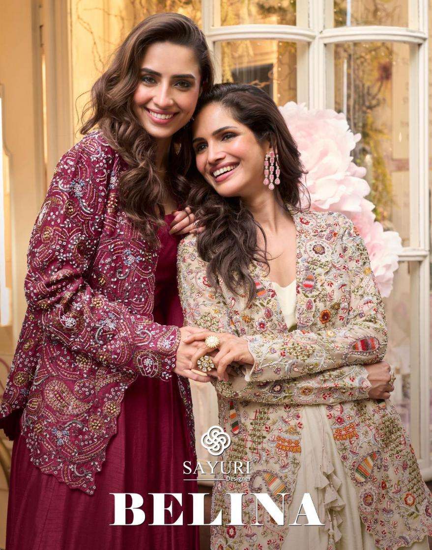 sayuri designer presents belina readymade premium silk gown with jakets at 