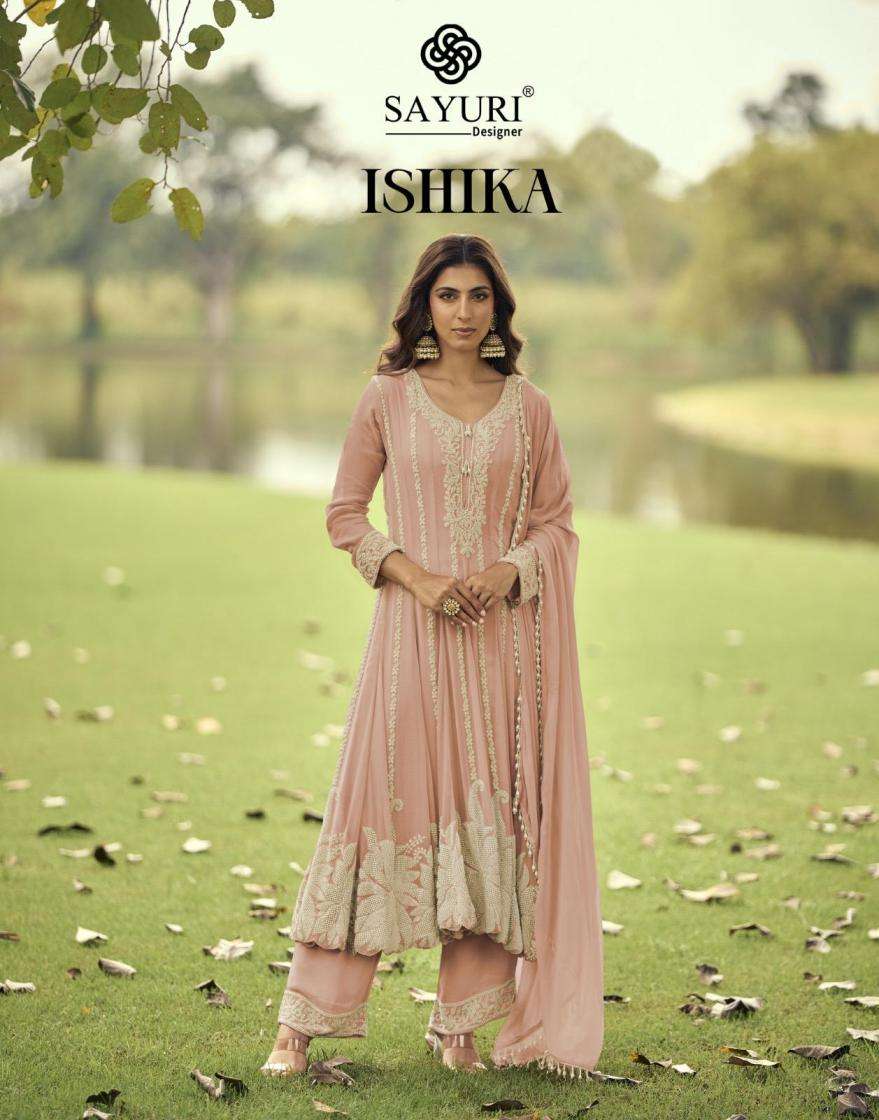 sayuri presents ishika exclusive georgette readymade anarkali 3pcs dress