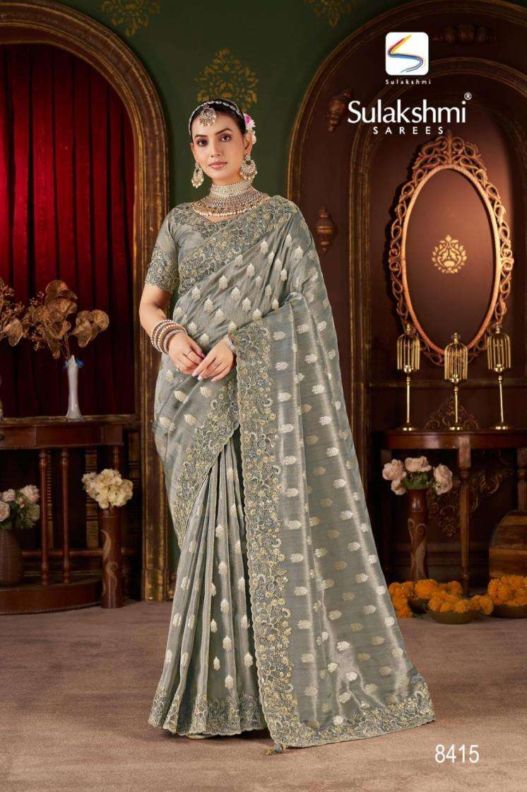 sulakshmi presents bridal vol 1 8413-8421 viscose jacquard party wear sarees collection