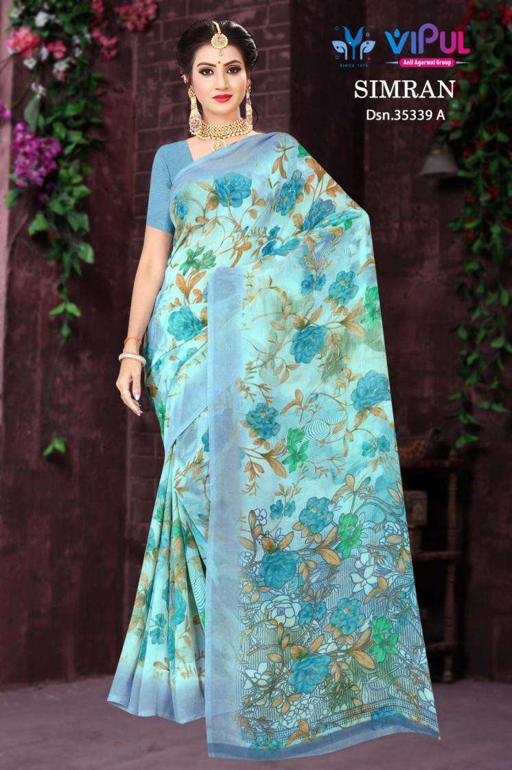 vipul presents simran 35339 hit design georgette sarees catalog wholesaler