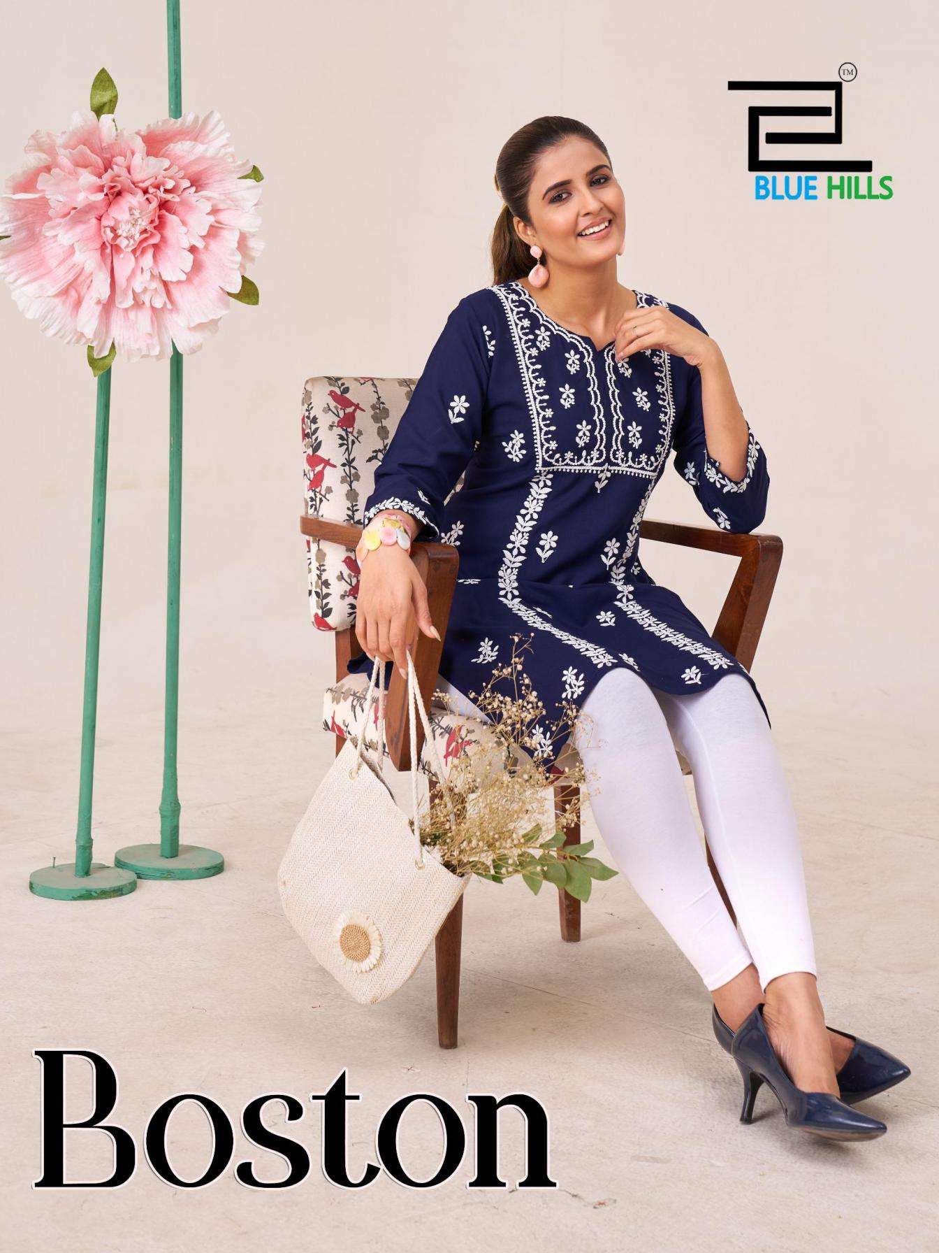 blue hills presents boston rayon readymade classic long big size kurti 