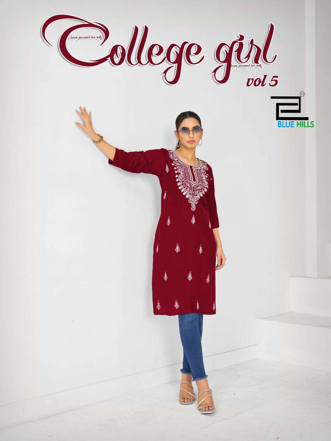 blue hills presents college girl vol 5 rayon full stitch plus size long kurti