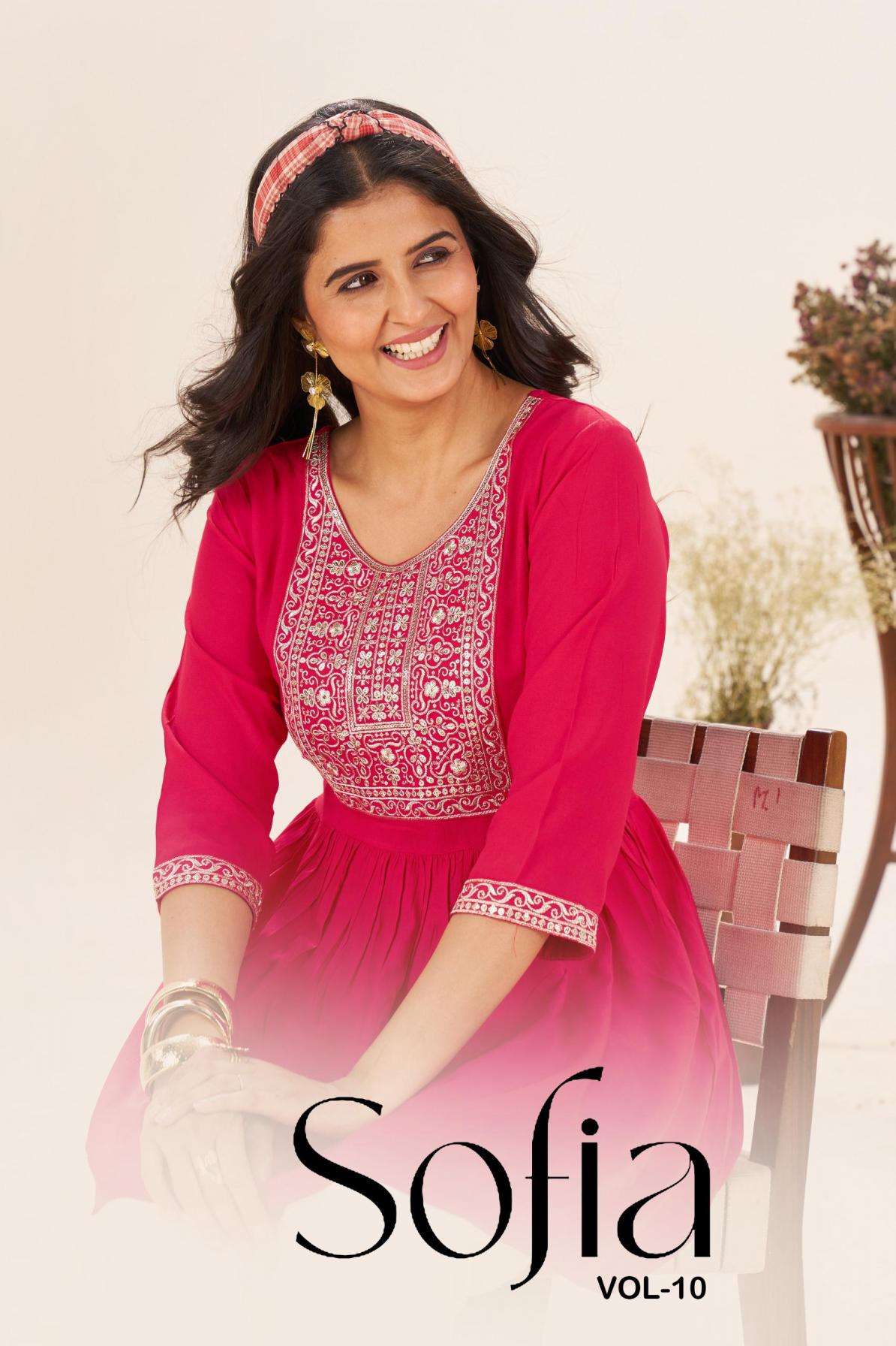 blue hills presents sofia vol 10 rayon readymade western top for girls