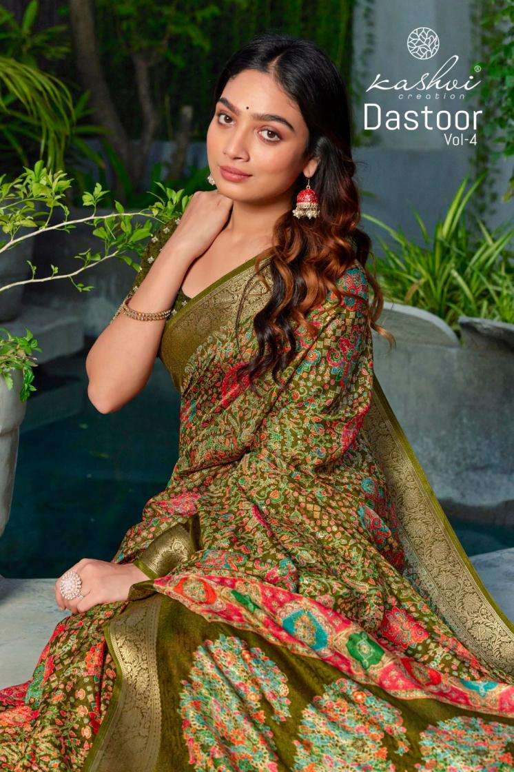 kashvi creation presents dastoor vol 4 viscose bright moss foil sarees exports