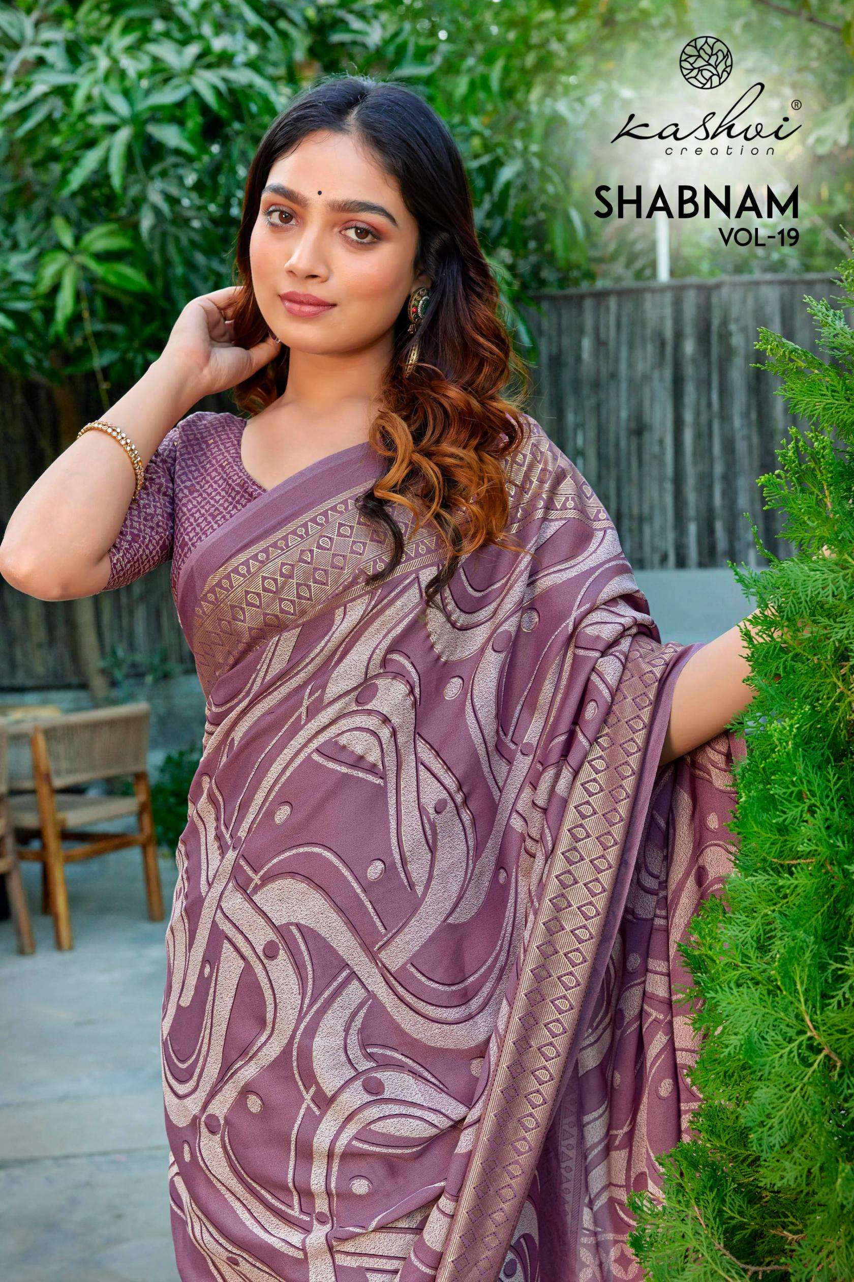 Kashvi Creation Presents Shabnam Vol-19 Dull Moss Foil Print Sarees Catalog Wholesaler And Exporter In Surat