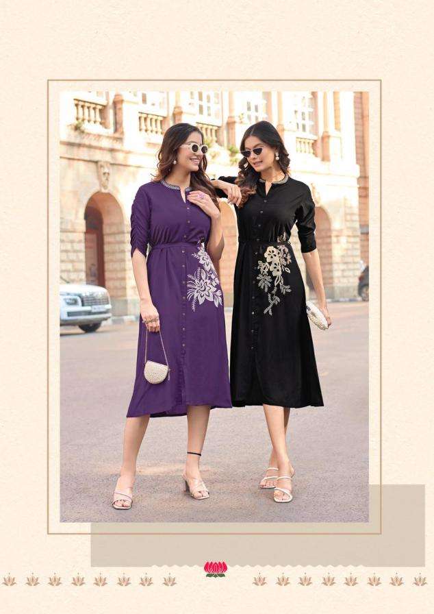mittoo presents arica rayon fully stitch pretty long kurti